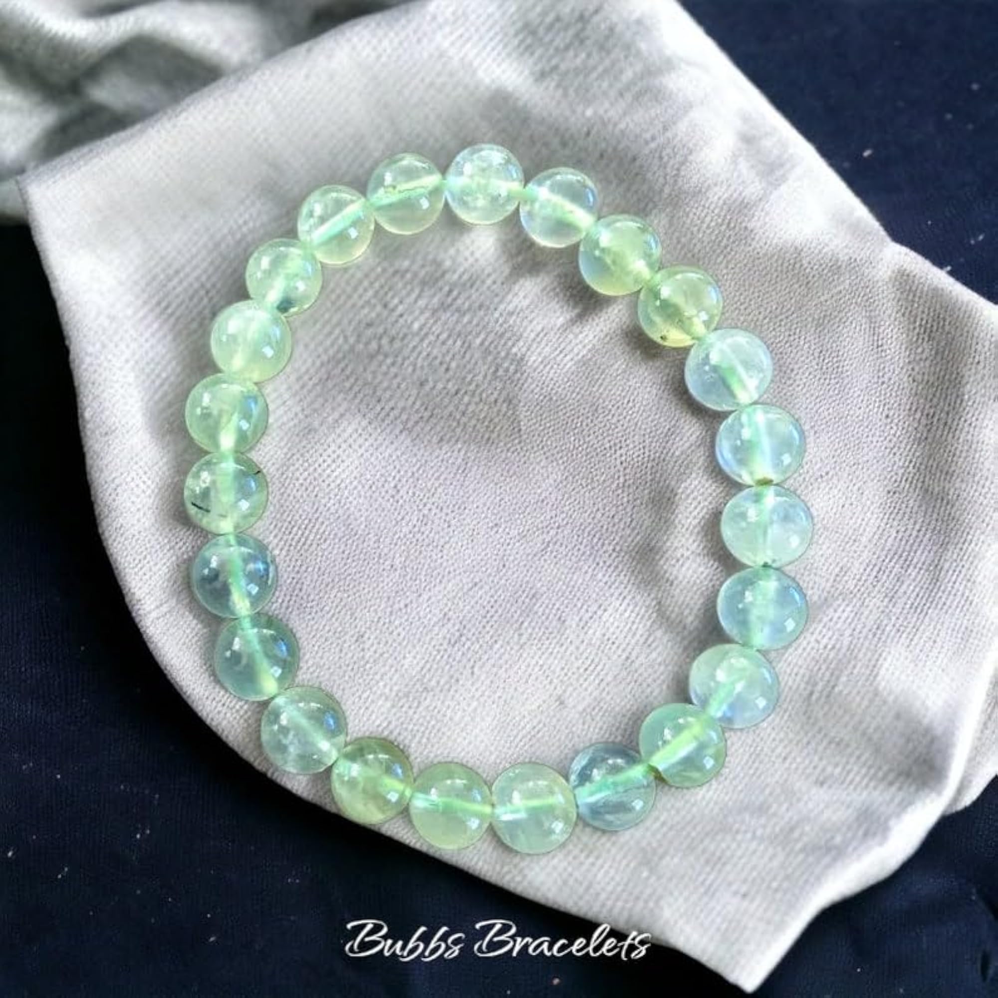 Natural Prehnite Gemstone 8mm Energy Stretch Bracelet